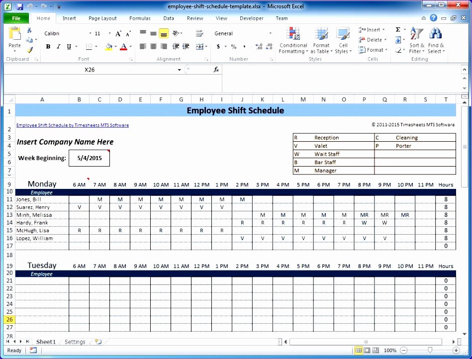 Free Employee Scheduling Template Awesome 6 Excel Templates for Scheduling Employees