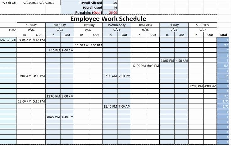 Free Employee Work Schedule Template Inspirational Employee Work Schedule Template Sample