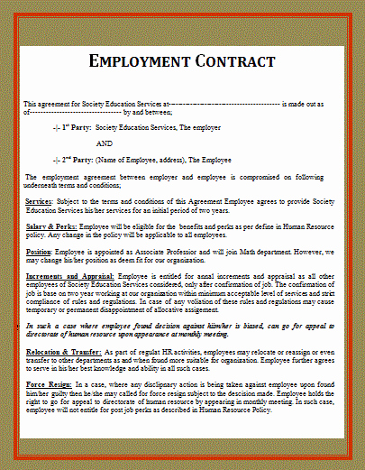 Free Employment Contract Template Word Lovely Free Word Templates Part 2