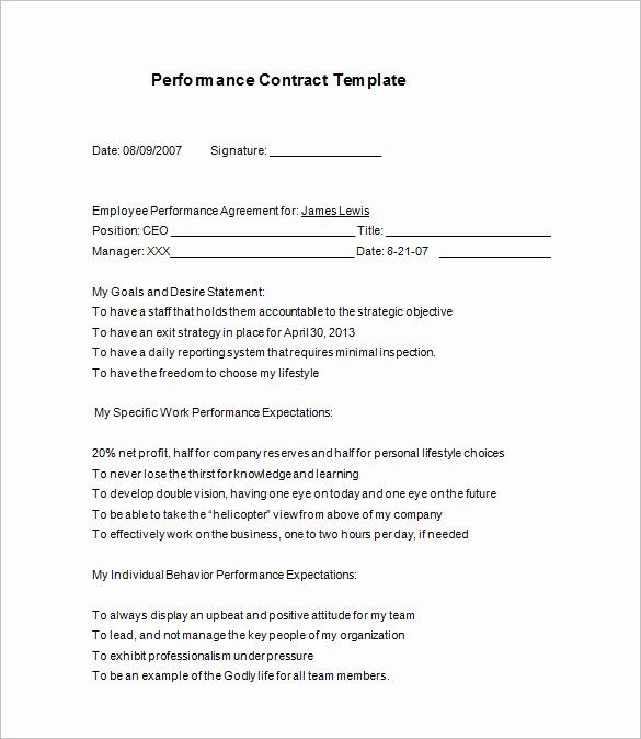 Free Employment Contract Template Word Luxury 12 Performance Contract Templates Free Word Pdf