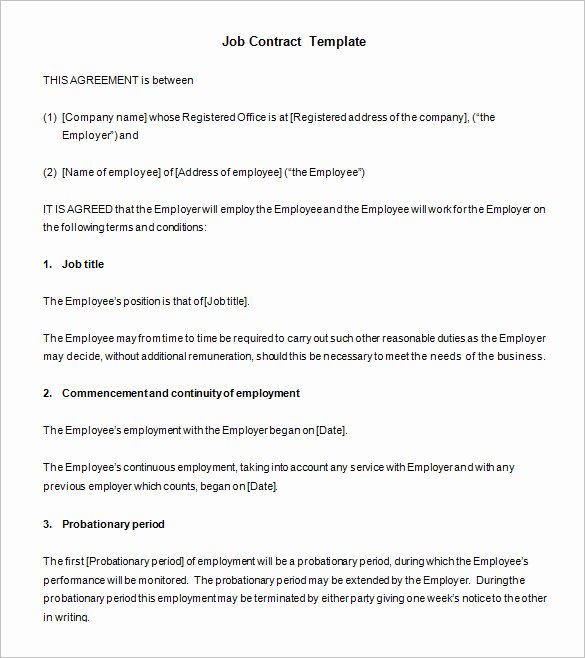 Free Employment Contract Template Word Unique 18 Job Contract Templates Word Pages Docs