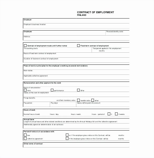 Free Employment Contract Template Word Unique Employment Contract Agreement Template 7 An for Free
