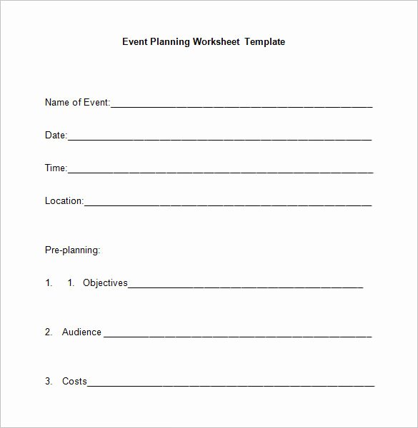 Free event Planning Template Awesome 5 event Planning Worksheet Templates – Free Word