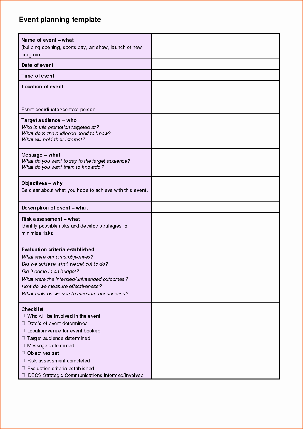 Free event Planning Template New Worksheet event Planning Worksheet Template Worksheet