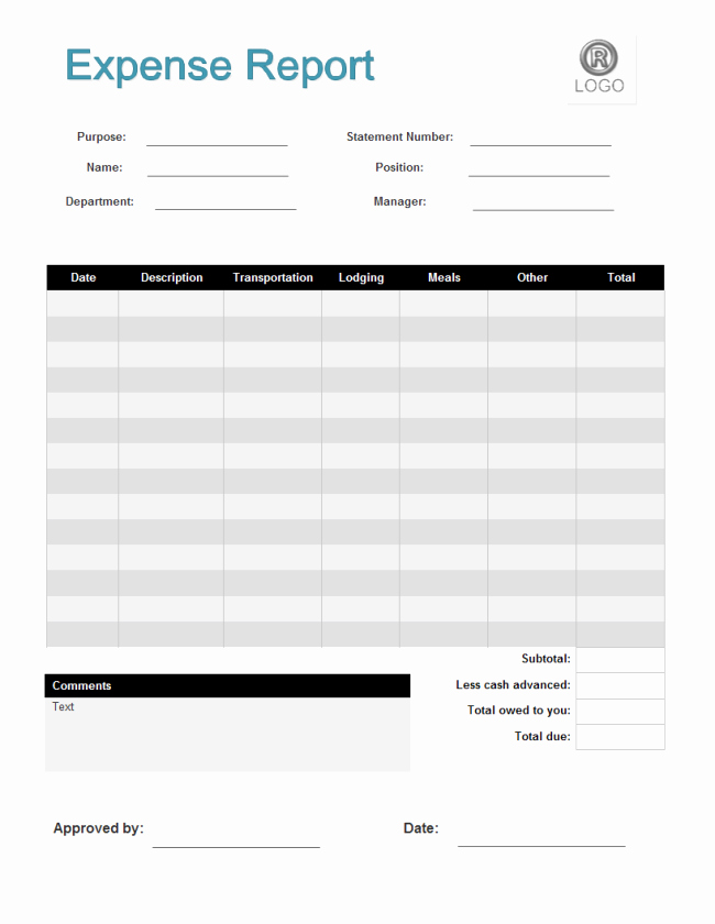 Free Excel Expense Report Template Fresh Expense Report form