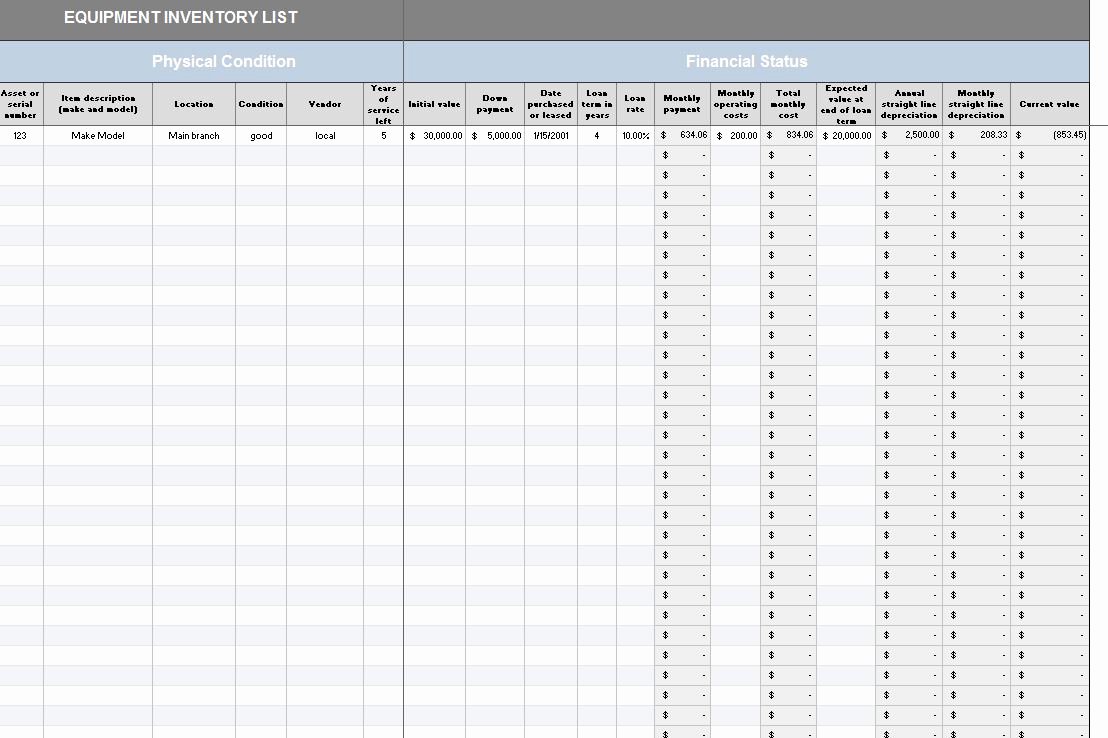 Free Excel Inventory Template Fresh Equipment Inventory Template