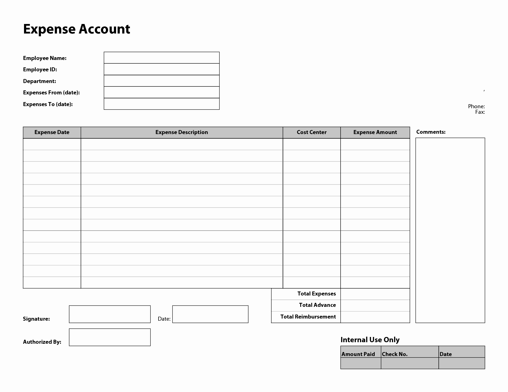 Free Expense Report Template Awesome 10 Best Of Free Printable Expense Report Template