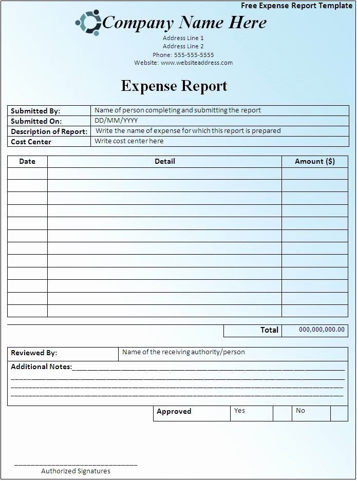 Free Expense Report Template Awesome Expense Report Template Word Templates