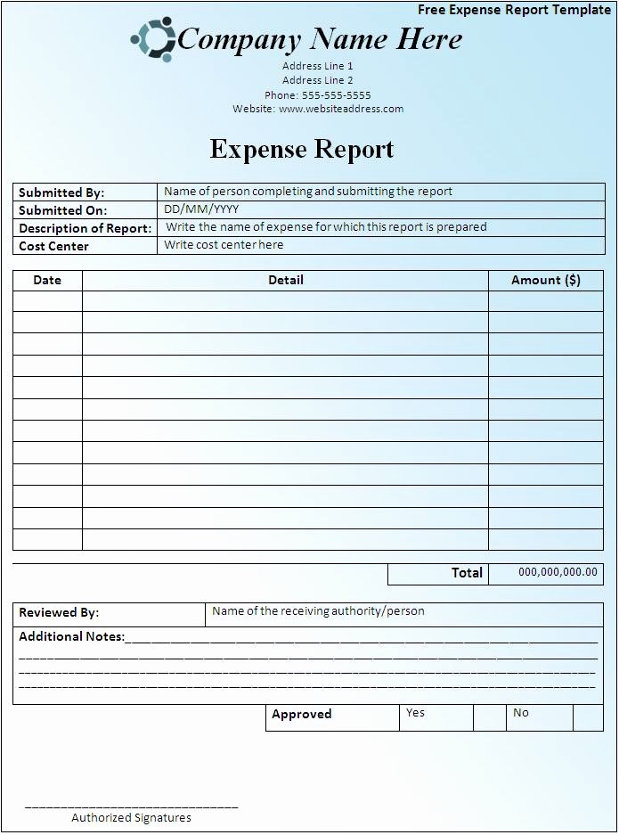 Free Expense Report Template Luxury Expense Report Template Word Templates
