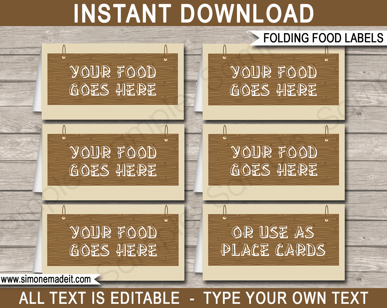 Free Food Label Template Inspirational Camping Party Food Labels Place Cards