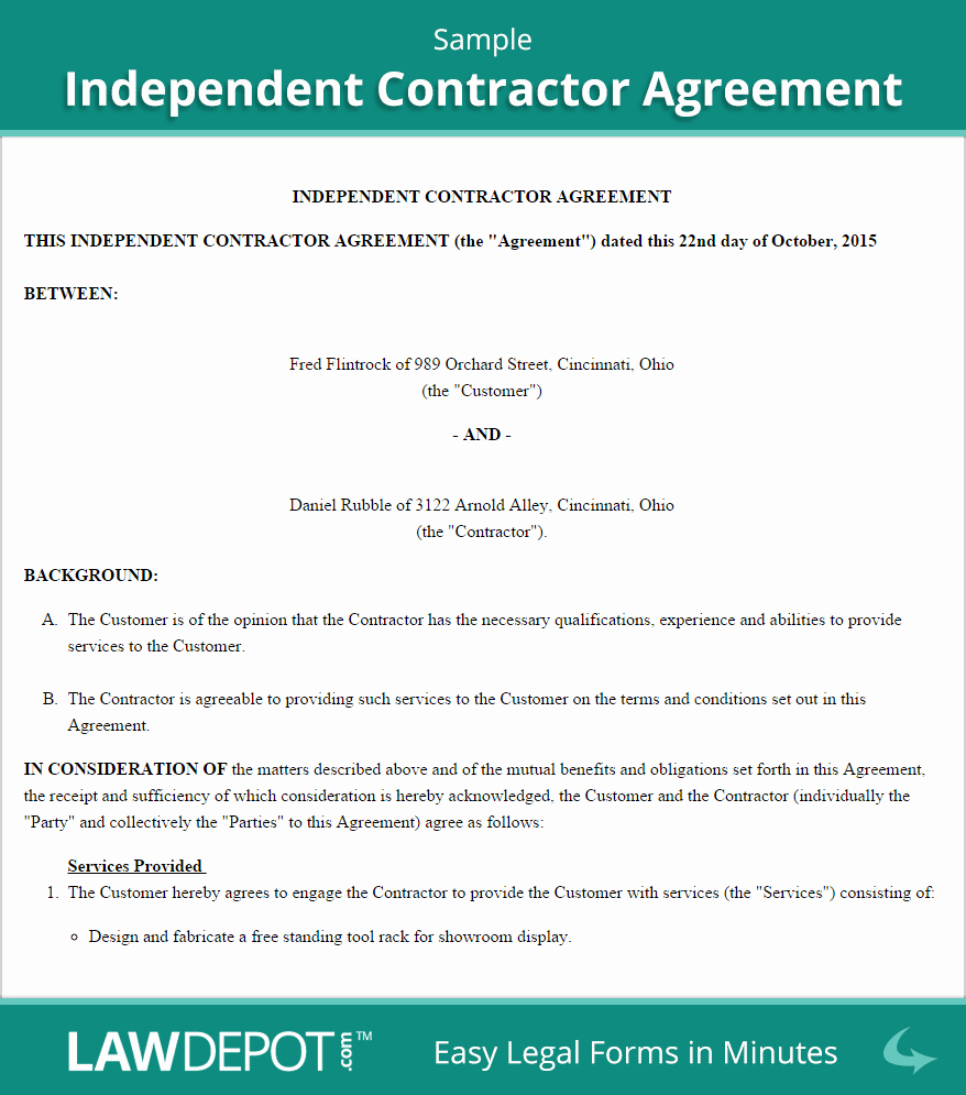 Free General Contractor Agreement Template Awesome Free Independent Contractor Agreement Create Download