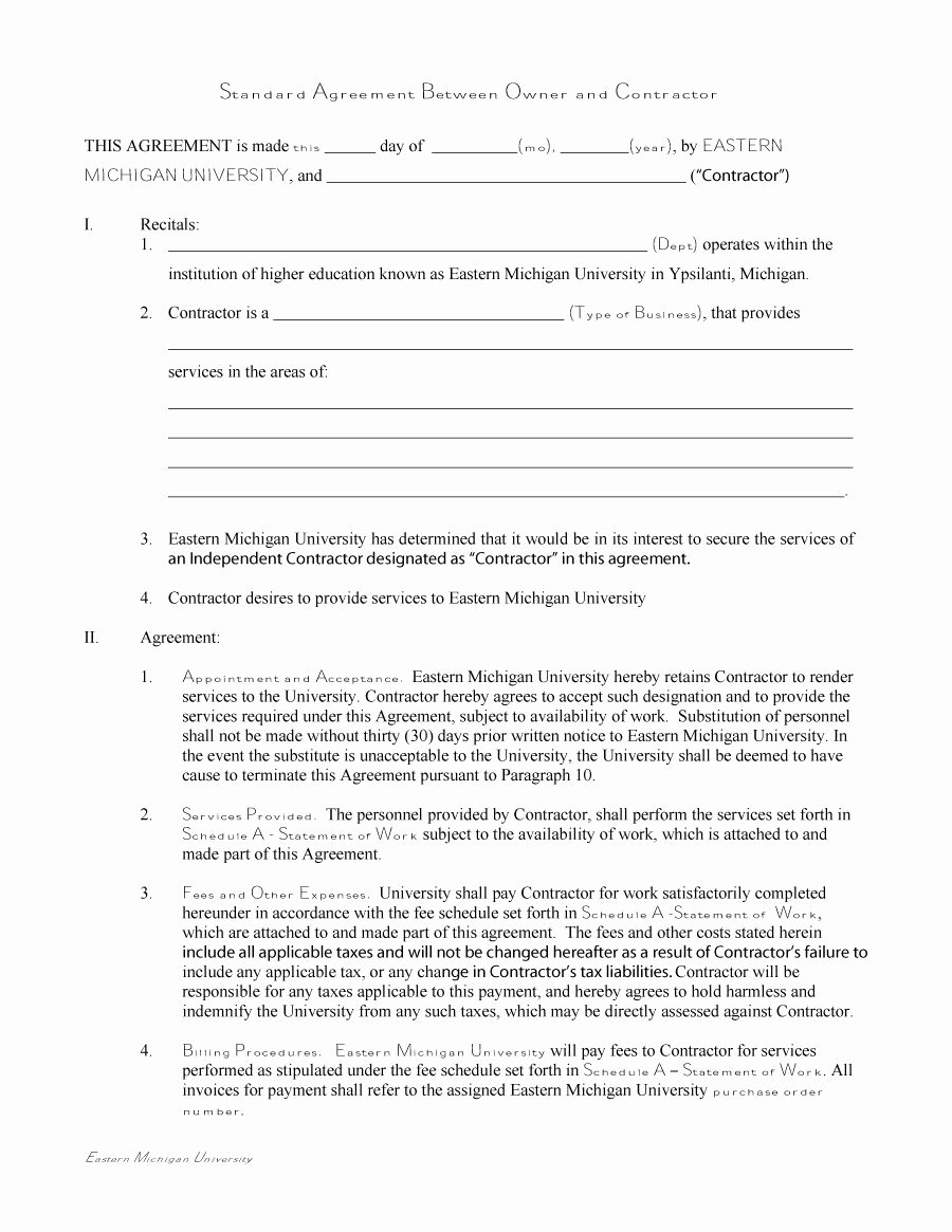 Free General Contractor Agreement Template Elegant 50 Free Independent Contractor Agreement forms &amp; Templates