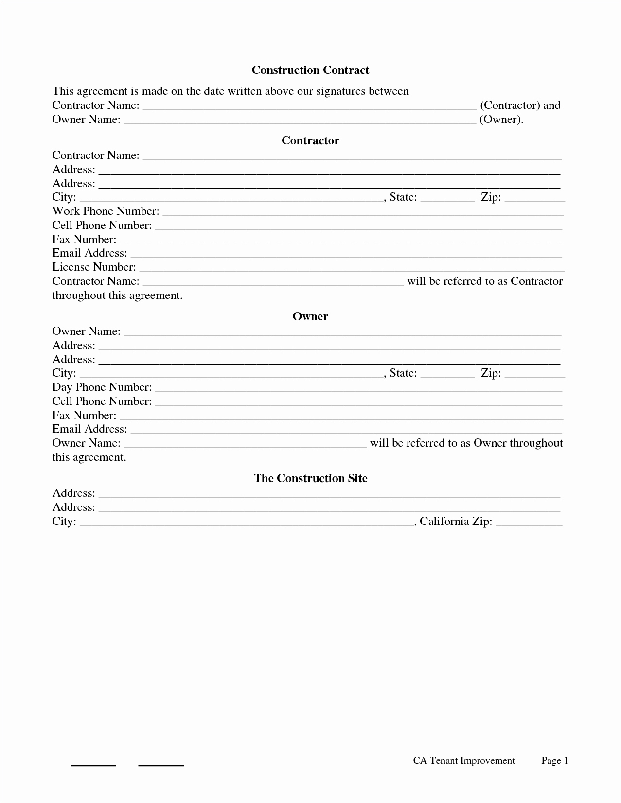 Free General Contractor Agreement Template Lovely 4 General Contractor Contract Template