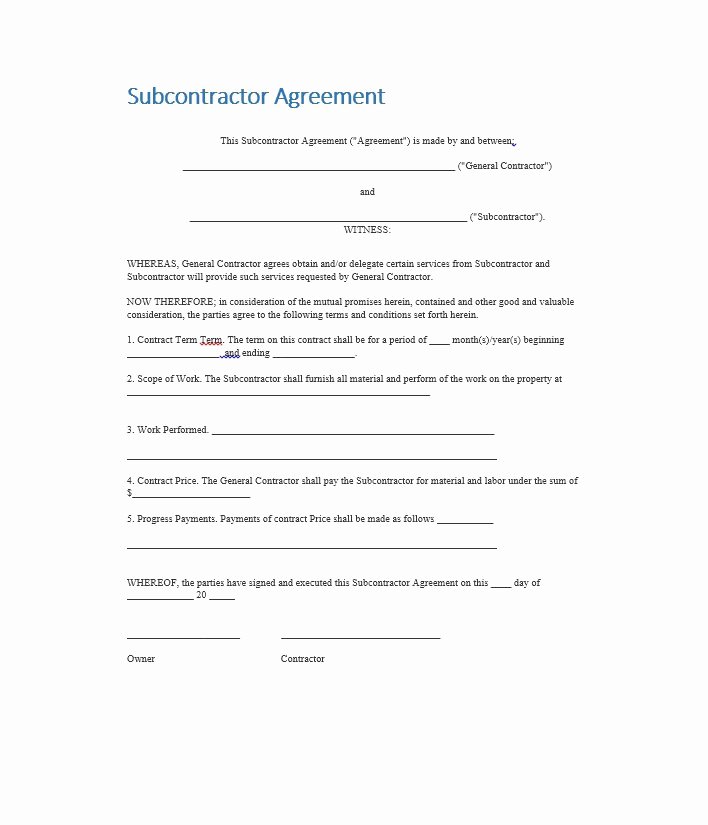 Free General Contractor Agreement Template Luxury Need A Subcontractor Agreement 39 Free Templates Here