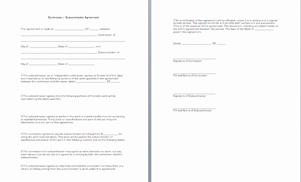 Free General Contractor Agreement Template Unique Contractor Subcontractor Agreement