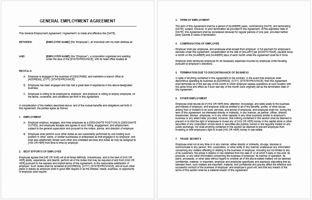 Free General Contractor Agreement Template Unique General Agreement Template Microsoft Word Templates