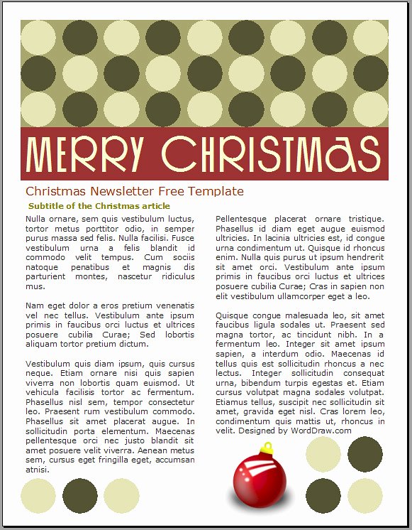 Free Holiday Newsletter Template Inspirational Free Christmas Newsletter Template