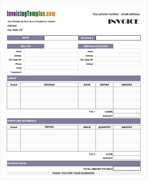 Free Hvac Invoice Template Best Of 5 Hvac Invoice Template – Free Sample Example format