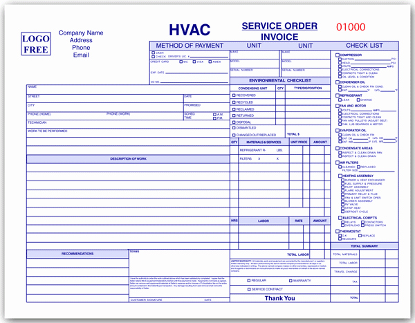 Free Hvac Invoice Template Unique Hvac Service order Invoice Template