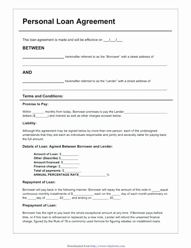 Free Installment Payment Agreement Template Awesome Personal Loan Installment Agreement Template form