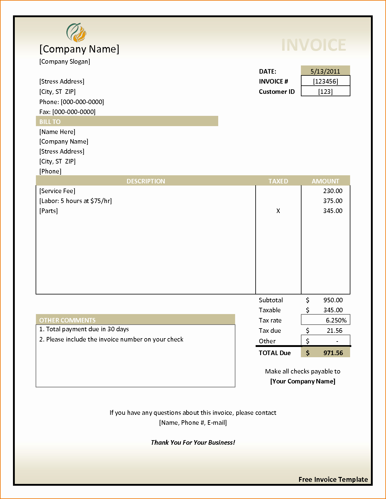 Free Invoice Receipt Template Best Of 4 Sample Invoice Doc