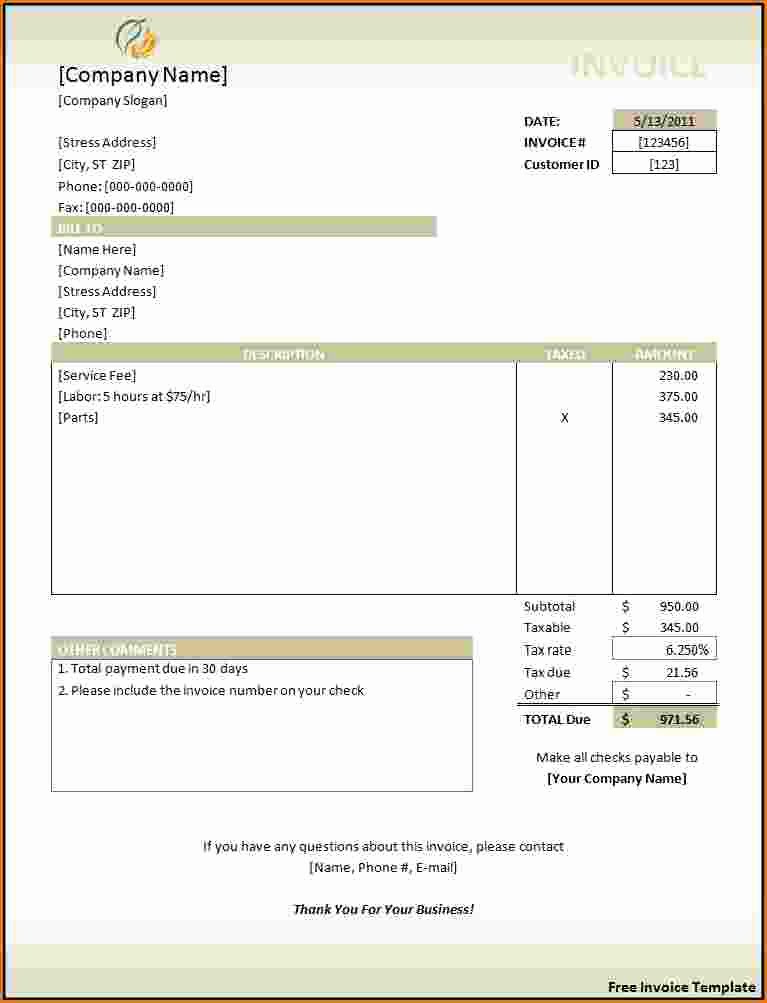 Free Invoice Receipt Template Lovely 5 Sample Invoice