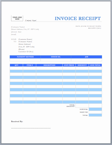 Free Invoice Receipt Template New Invoice Receipt Sample
