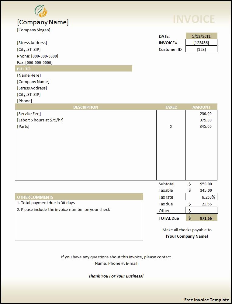 Free Invoice Receipt Template New Invoice Templates