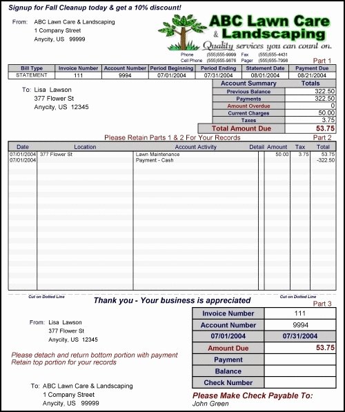 Free Lawn Care Invoice Template Best Of Free Lawn Care Invoice Template