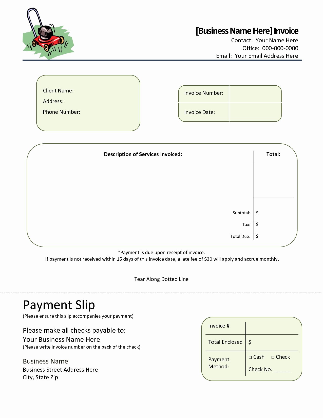 Free Lawn Care Invoice Template Best Of Lawn Service Invoice Template Invoice Template Ideas