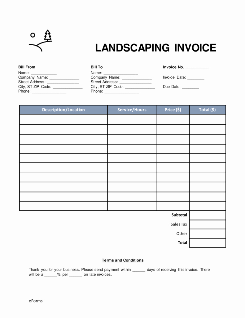 Free Lawn Care Invoice Template Lovely Landscaping Invoice Template