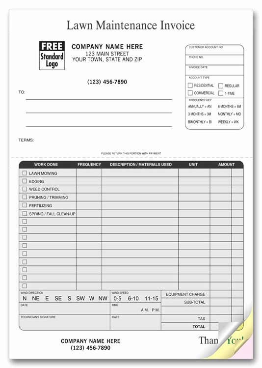 Free Lawn Care Invoice Template Unique Lawn Maintenance Work order forms Landscaping Design