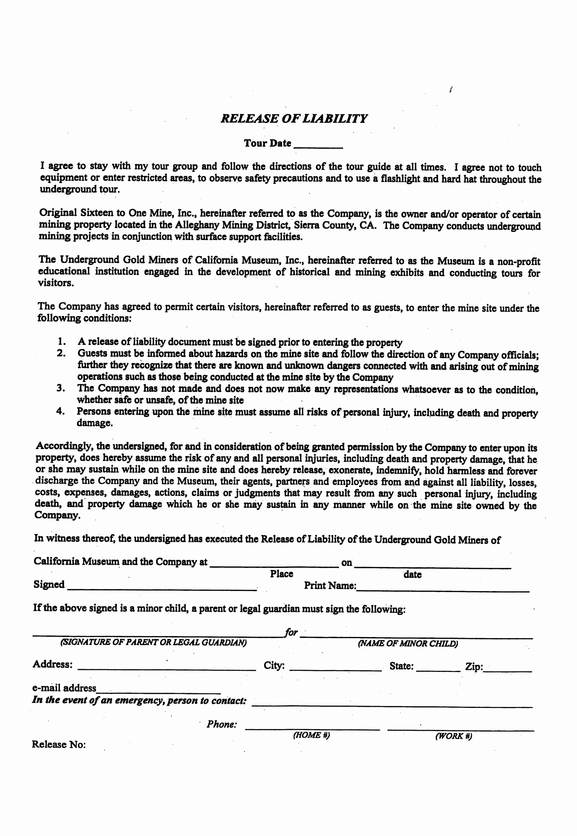 Free Liability Waiver Template Beautiful Liability Release form Template Free Printable Documents