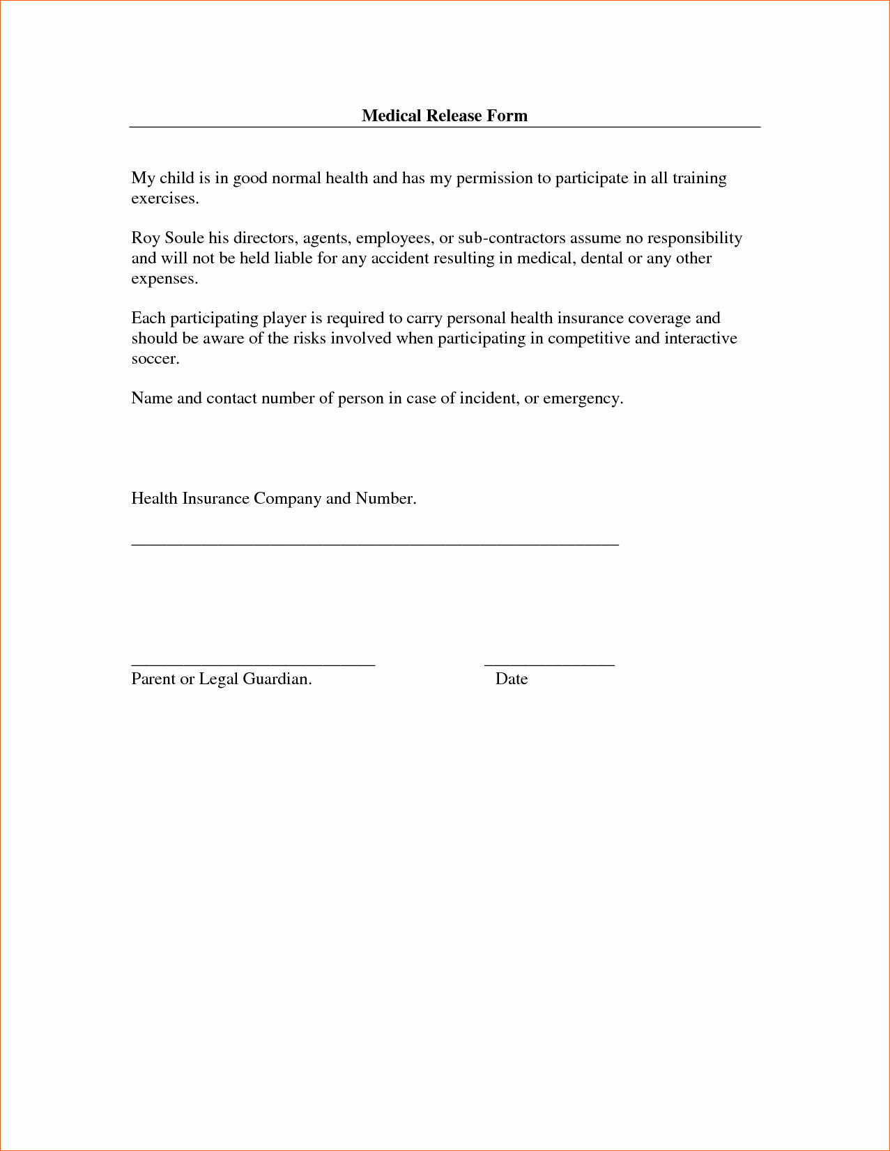 Free Liability Waiver Template Fresh Free Liability Release form Template