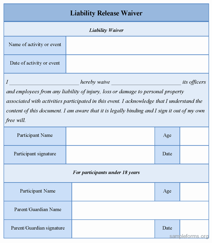 Free Liability Waiver Template Lovely Free Printable Liability Release form Template form Generic