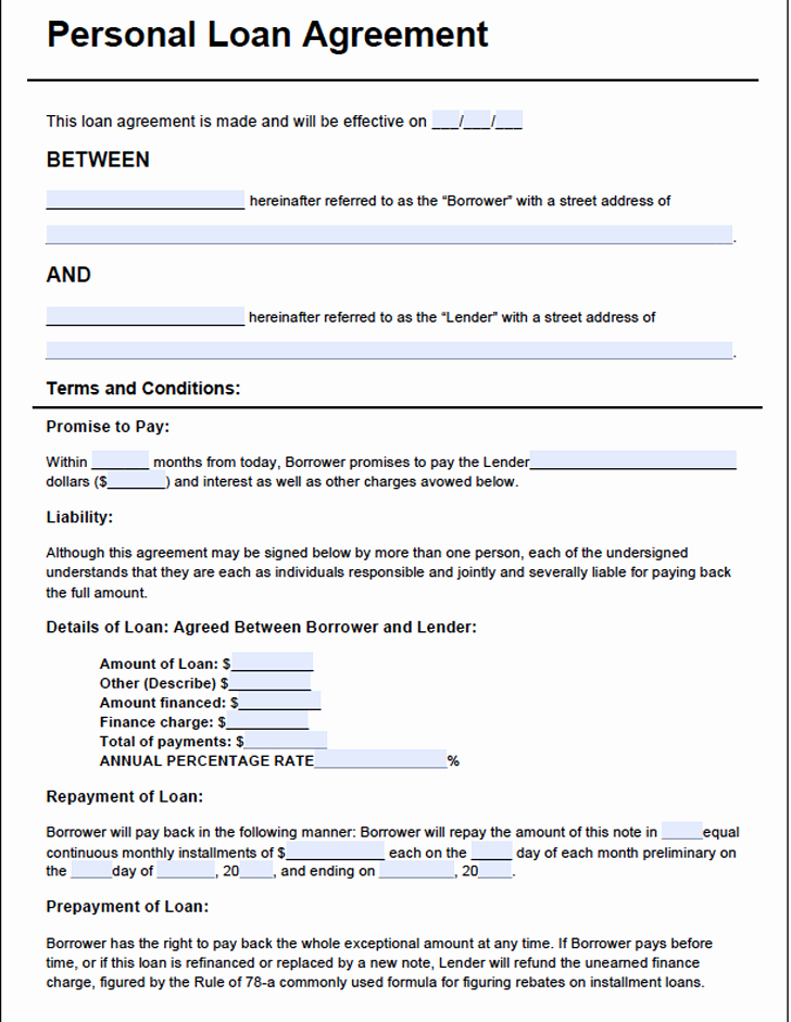 Free Loan Agreement Template Word New Personal Loan Agreement Template