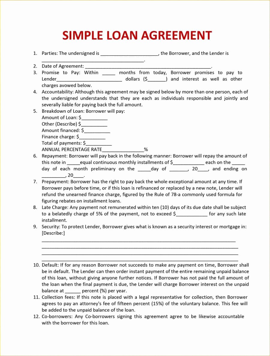 Free Loan Contract Template Fresh 40 Free Loan Agreement Templates [word &amp; Pdf] Template Lab