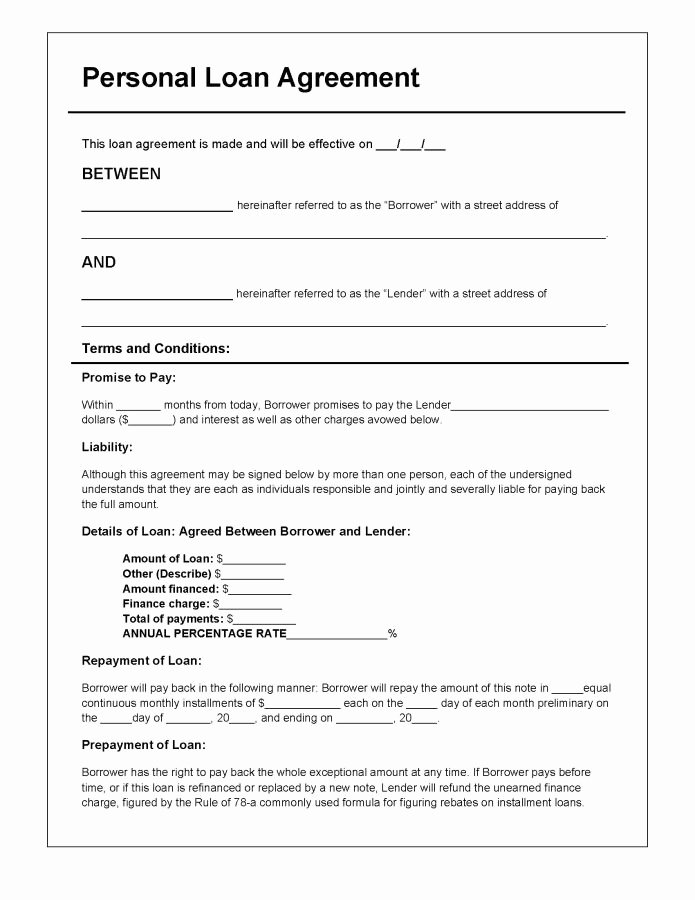 Free Loan Contract Template Fresh Download Personal Loan Agreement Template Pdf