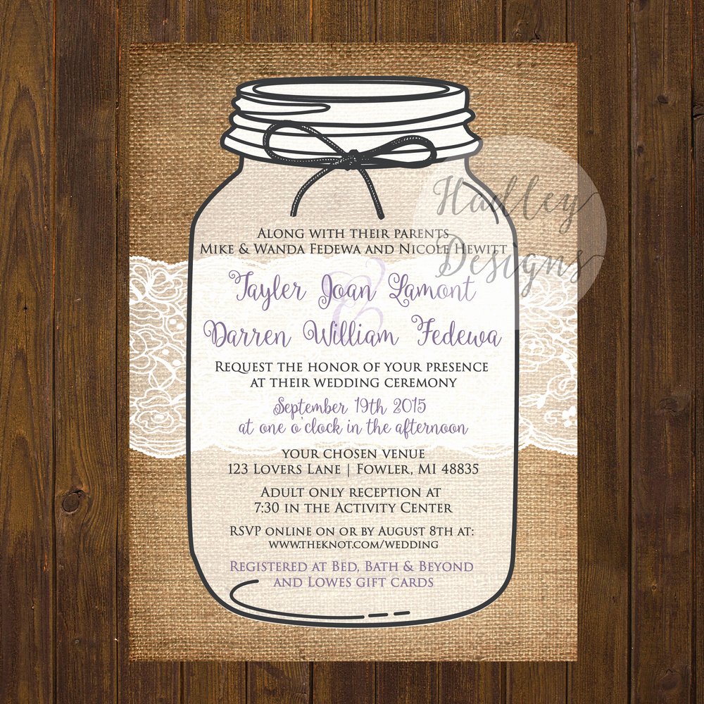 Free Mason Jar Invitation Template Beautiful Mason Jar Wedding Invitations