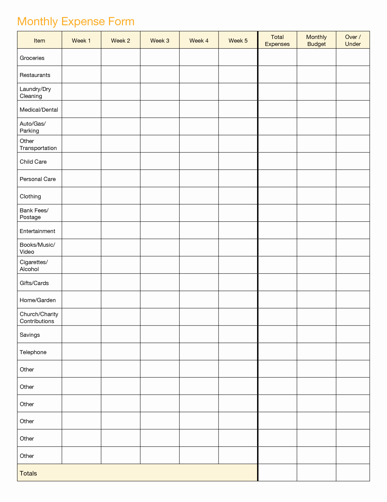 Free Monthly Expenses Template Elegant 7 Best Of Track Monthly Expenses Printable form