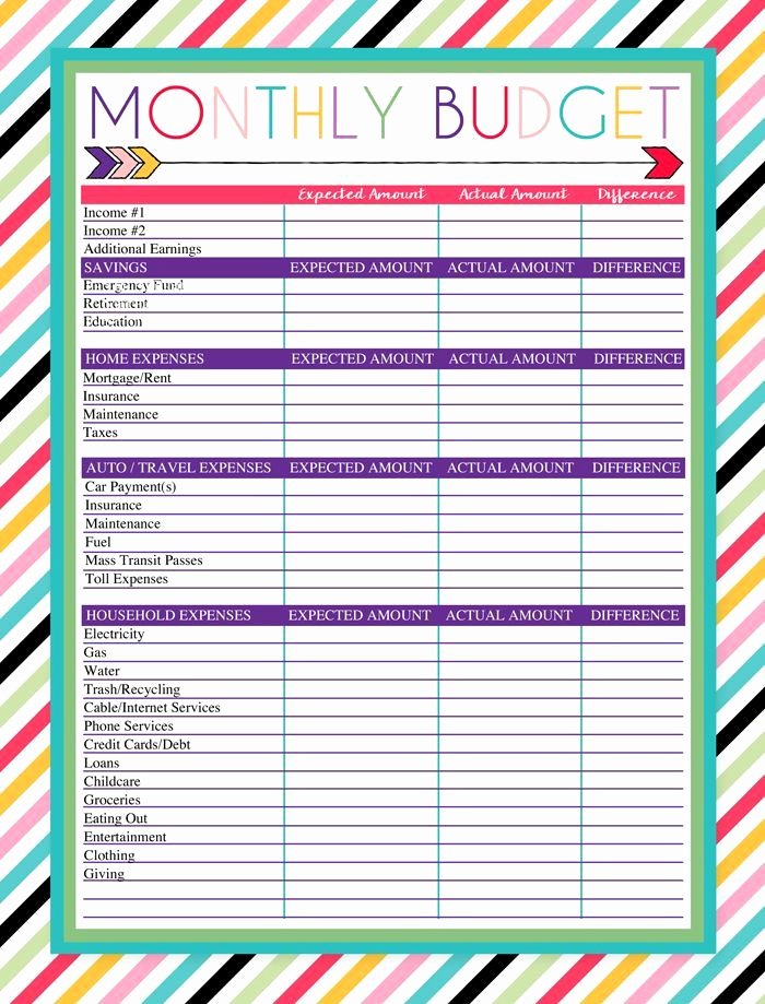 Free Monthly Expenses Template Unique Free Printable Monthly Bud Worksheet