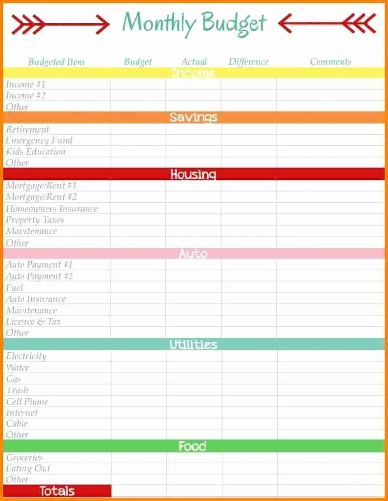 Free Monthly Expenses Template Unique Monthly Bud Spreadsheet Bud Spreadsheet Monthly