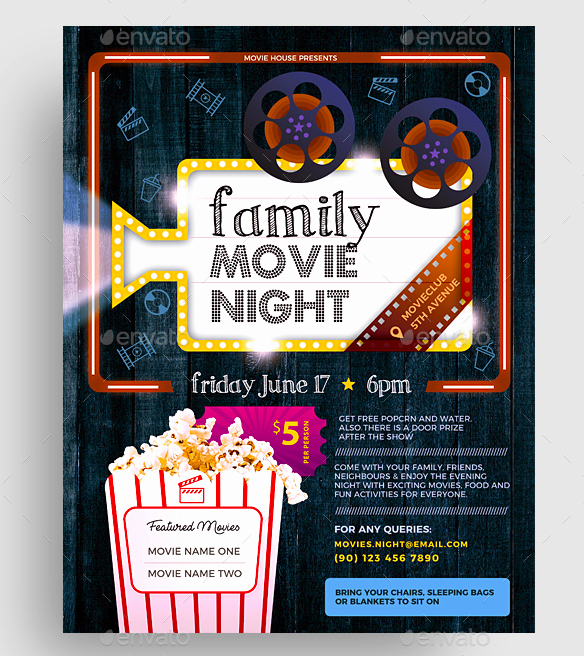 Free Movie Night Flyer Template Unique 15 Movie Flyer Designs &amp; Templates Psd Word Publisher