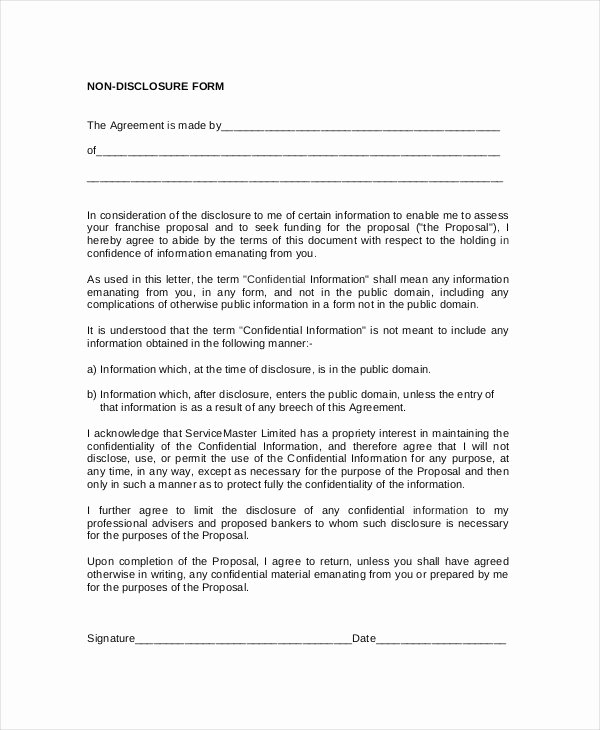 Free Nda Template Word Best Of Standard Non Disclosure Agreement form 19 Examples In