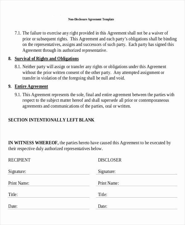 Free Nda Template Word Inspirational Standard Non Disclosure Agreement form 19 Examples In