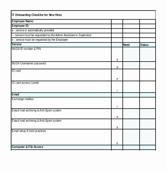 Free New Hire Checklist Template Beautiful Deployment Checklist Template Excel – Arabnormafo
