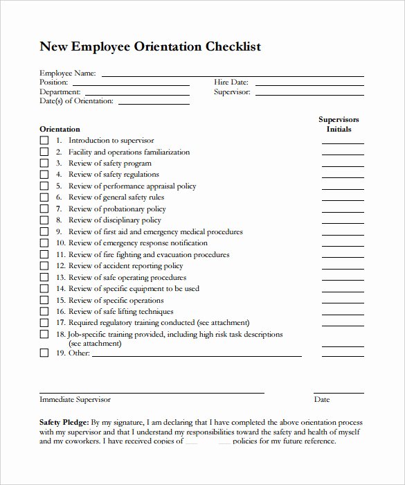 Free New Hire Checklist Template Lovely New Hire Checklist Template 11 Download Documents In