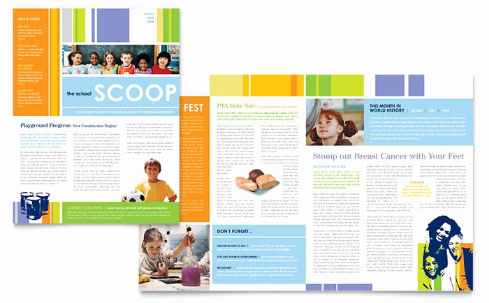Free Newsletter Template for Publisher Elegant Learning Center &amp; Elementary School Newsletter Template Design
