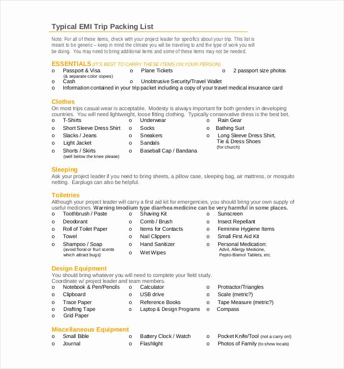Free Packing List Template Best Of 24 Packing List Templates Pdf Doc Excel