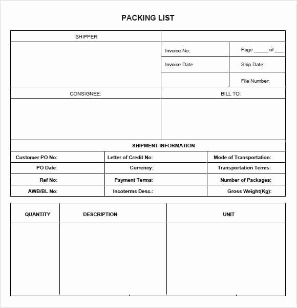 Free Packing List Template Elegant 6 Free Packing List Templates Excel Pdf formats